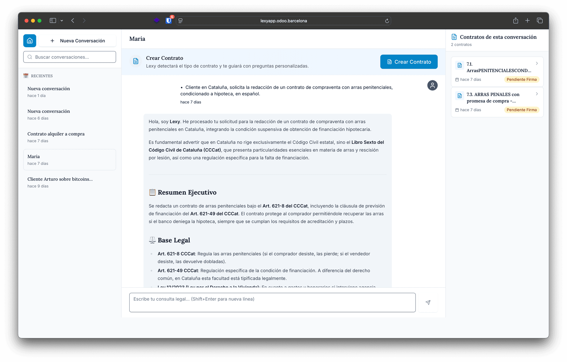 Chat con Lexy - Interfaz conversacional