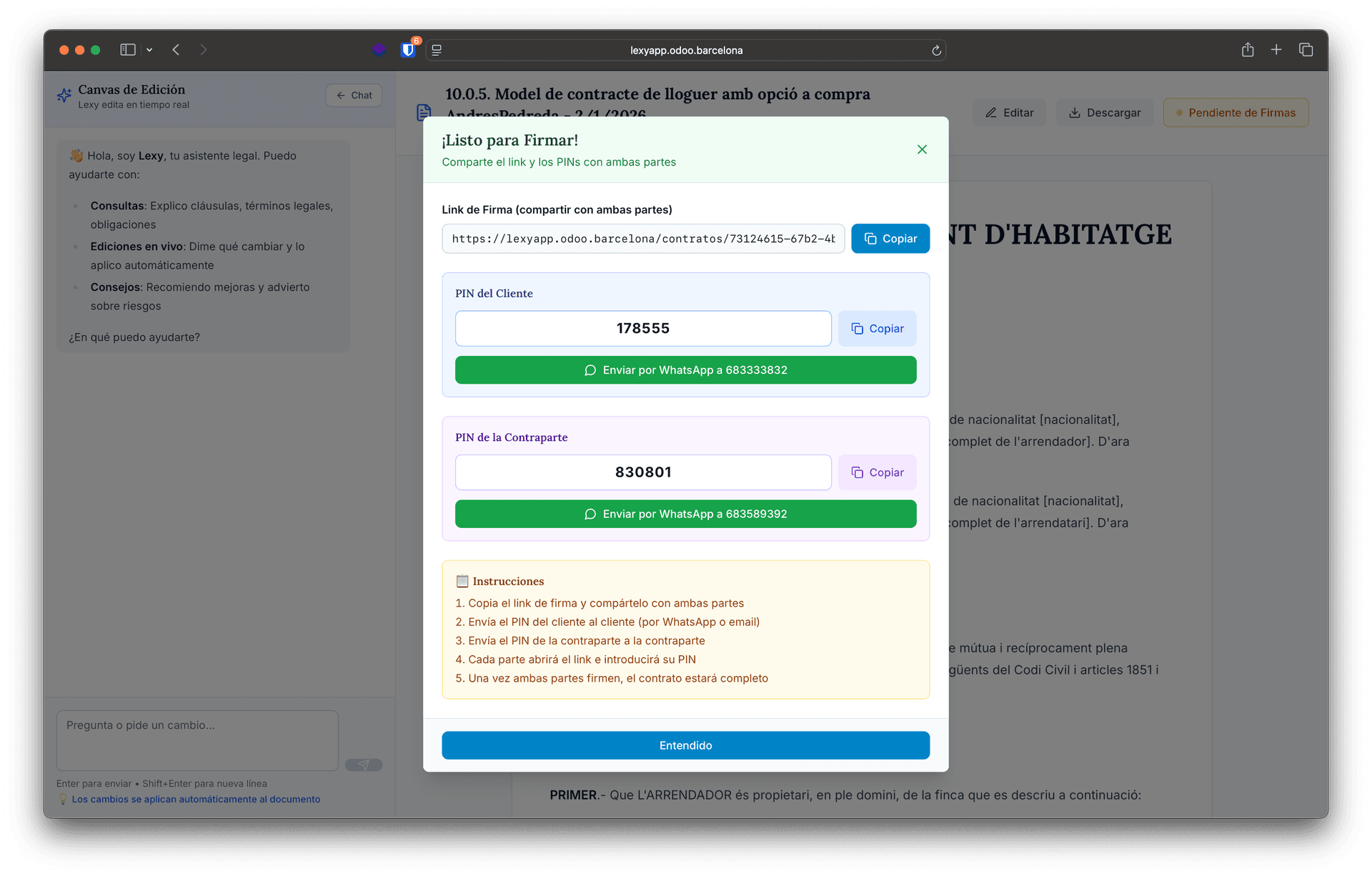 Sistema de firma digital - Cierre completo